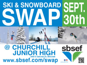Ski and snowboard swap event poster