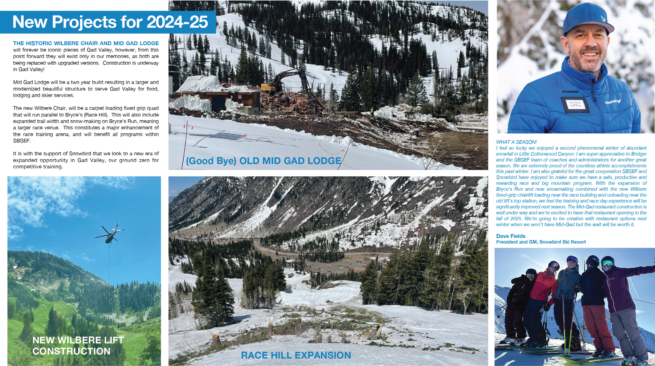 Ski resort collage showing snowy slopes and lodge