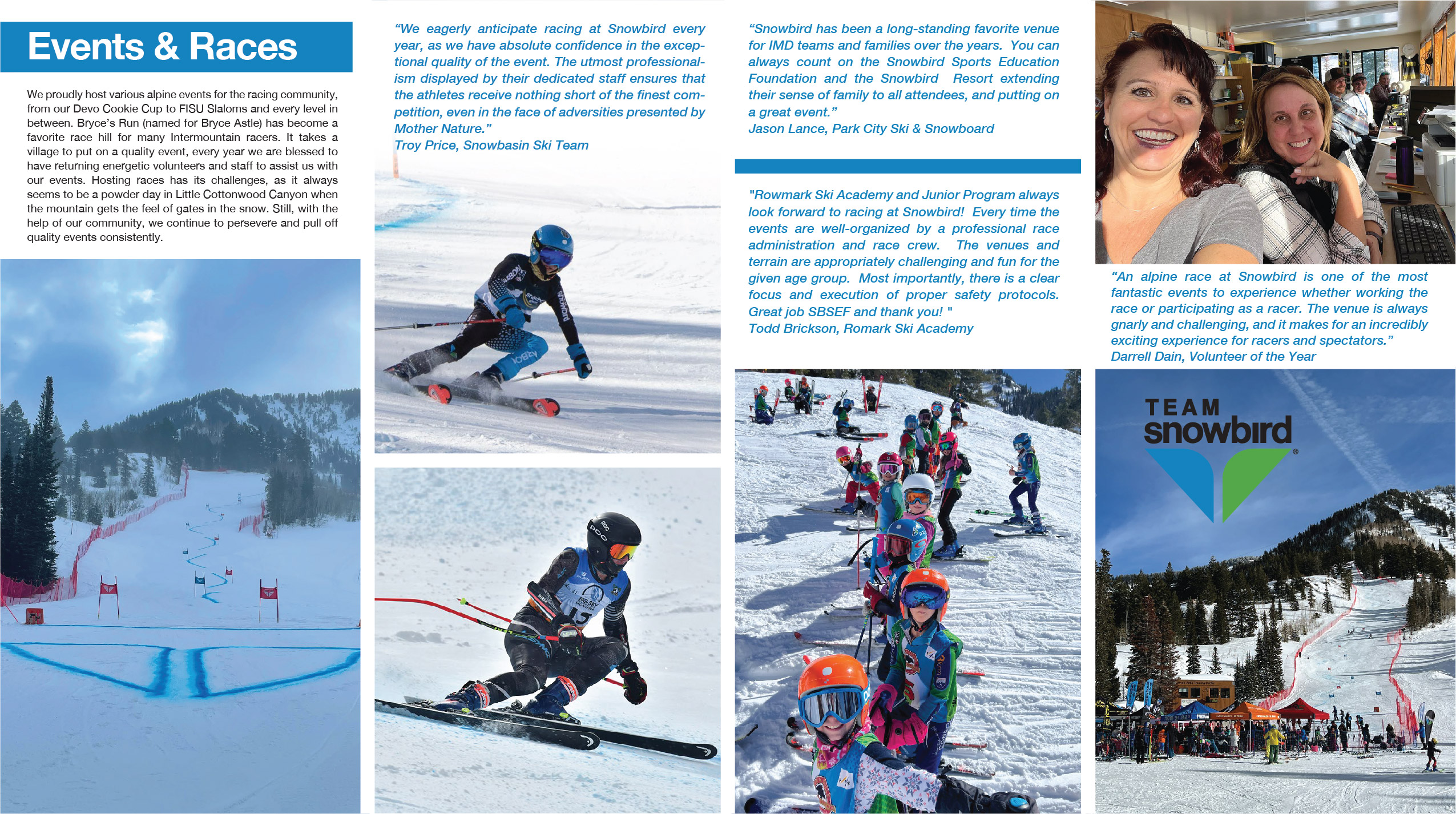 Team Snowbird ski school: racers and lessons