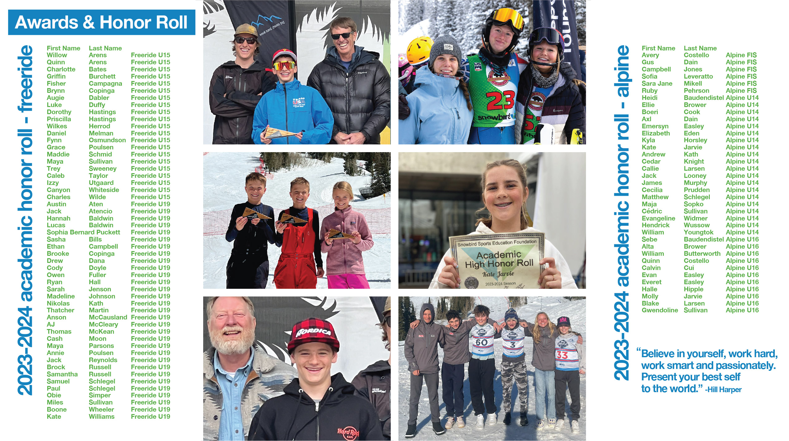 Honor roll students and ski team collage
